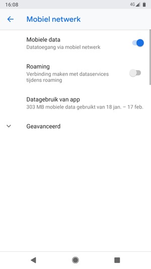 Om van netwerk te wisselen in geval van netwerkproblemen, selecteert u Geavanceerd
