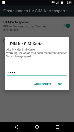 Geben Sie Ihre Alte PIN der SIM-Karte ein und wählen Sie OK