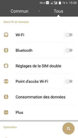 Sélectionnez Réglages de la SIM double