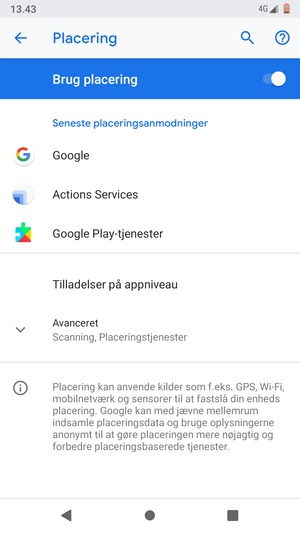 Slå Placering fra