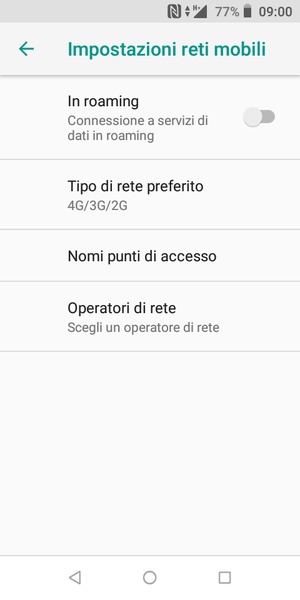 Per modificare la rete, in presenza di problemi, seleziona Operatori di rete