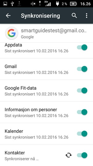 Dine kontakter fra Google vil synkroniseres til din Doro