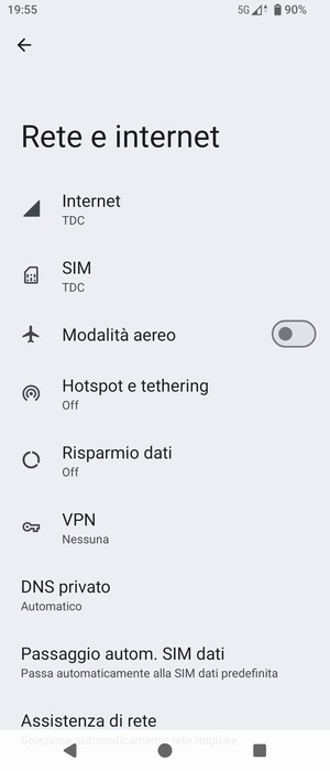 Seleziona Hotspot e tethering