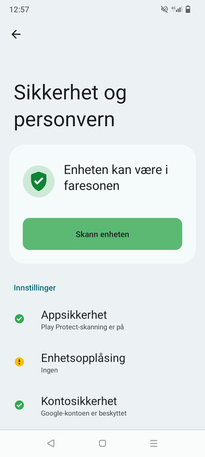Velg Enhetsopplåsing
