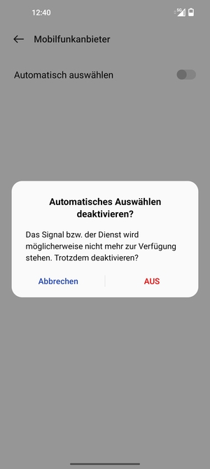 Wählen Sie AUS