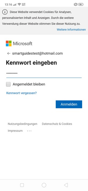 Geben Sie Ihre Passwort ein und wählen Sie Anmelden