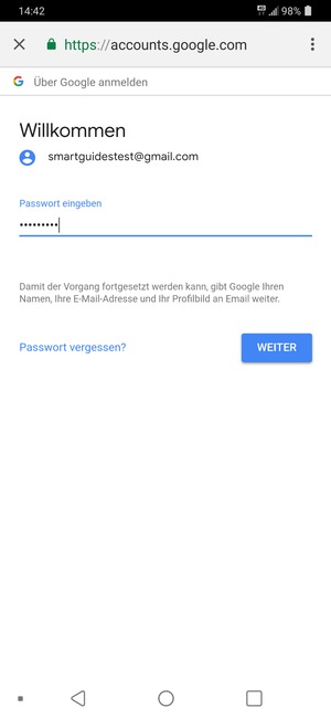 Geben Sie Ihre Passwort ein und wählen Sie WEITER