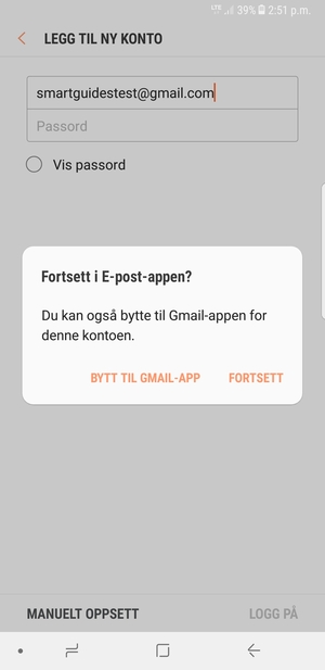 Velg FORTSETT