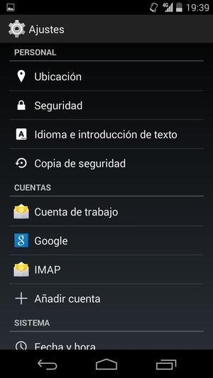 Desplácese y seleccione Seguridad