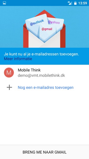 Selecteer BRENG ME NAAR GMAIL