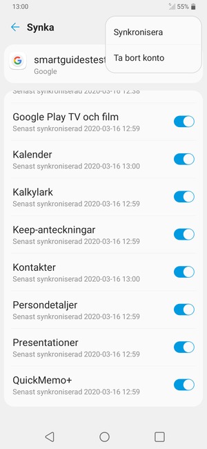Välj Synkronisera