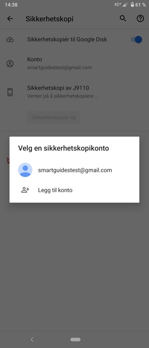 Velg sikkerhetskopi-kontoen din