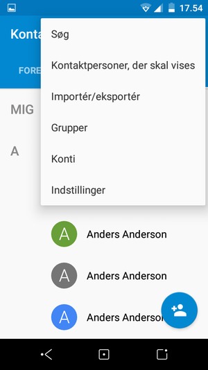 Vælg Importér/eksportér
