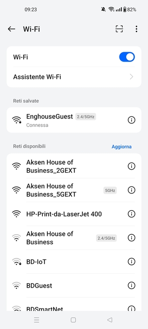 Ora sei connesso alla rete Wi-Fi
