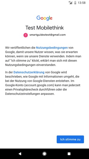 Wählen Sie Ich stimme zu