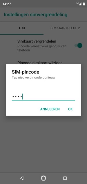 Bevestig uw nieuwe SIM pincode en selecteer OK