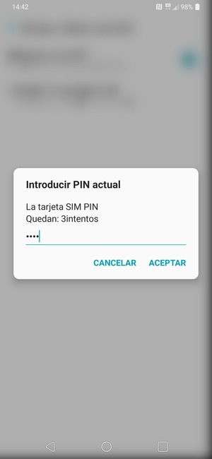 Introduzca su PIN de la tarjeta SIM actual y seleccione Aceptar
