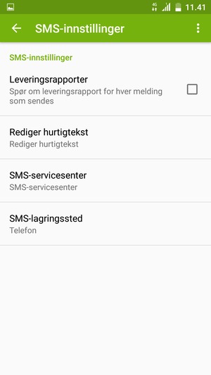 Bla til og velg SMS-servicesenter