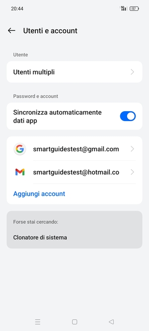 Seleziona il tuo account Google