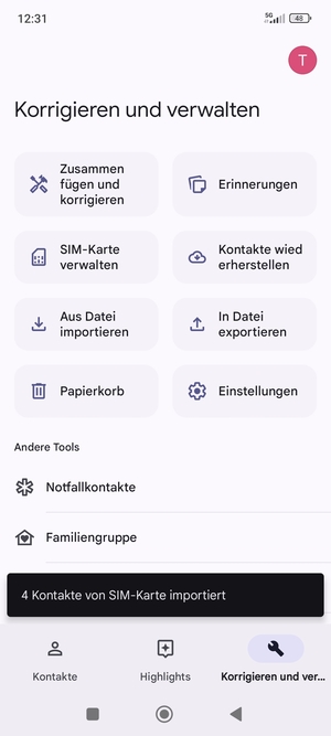 Ihre Kontakte werden in Ihrem Google Konto gespeichert und auf Ihrem Handy gespeichert, wenn Google das nächste Mal synchronisiert wird.