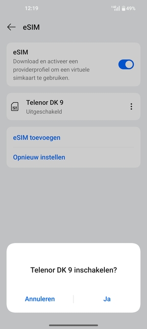Selecteer Ja