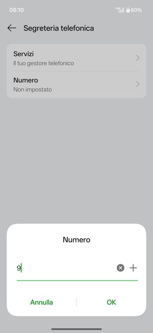 Inserisci Numero segreteria e seleziona OK
