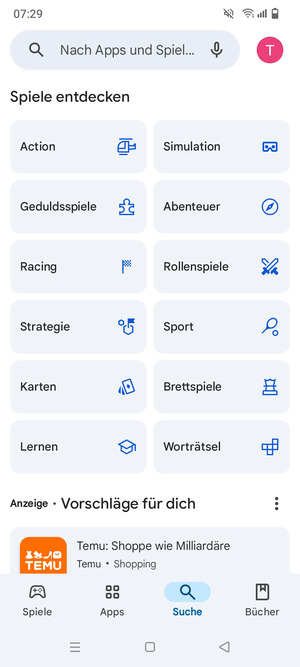 Wählen Sie die Suchleiste