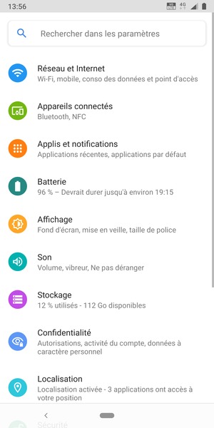Sélectionnez Réseau et Internet