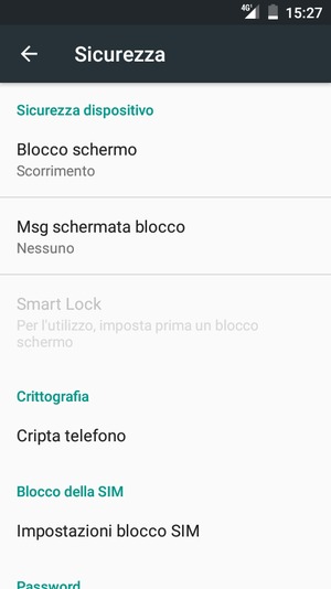 Seleziona Blocco schermo