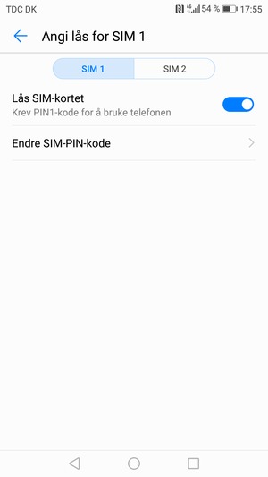 Velg SIM 1 eller SIM 2 og velg Endre SIM-PIN-kode
