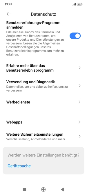 Scrollen Sie und wählen Weitere Sicherheitseinstellungen