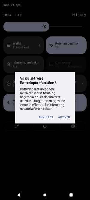 Vælg AKTIVÉR