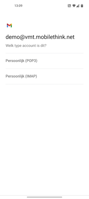 Selecteer Persoonlijk (POP3) of Persoonlijk (IMAP)