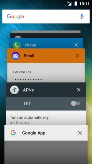 Swipe apps to the right to close them