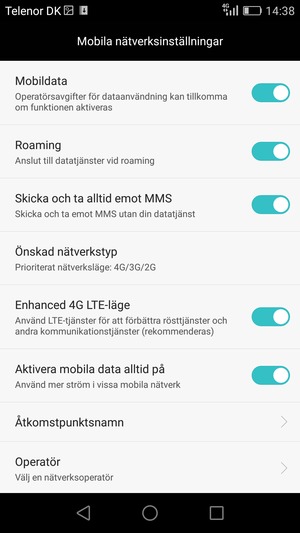 Slå på eller stäng av Roaming