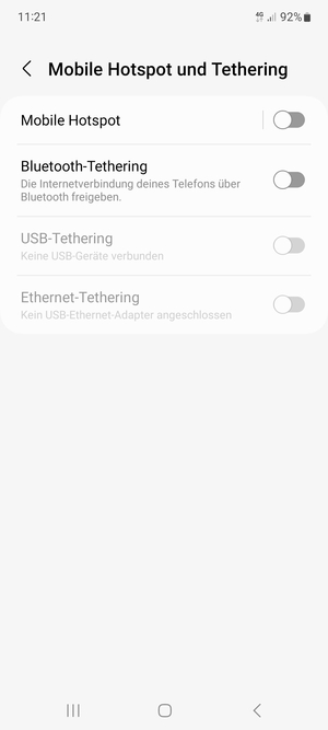 Wählen Sie Mobile Hotspot