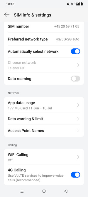 Scroll to and select Access Point Names