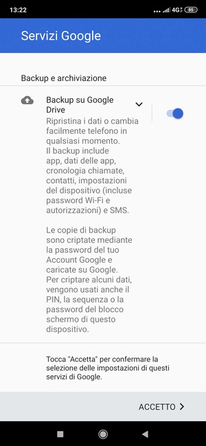 Seleziona ACCETTO