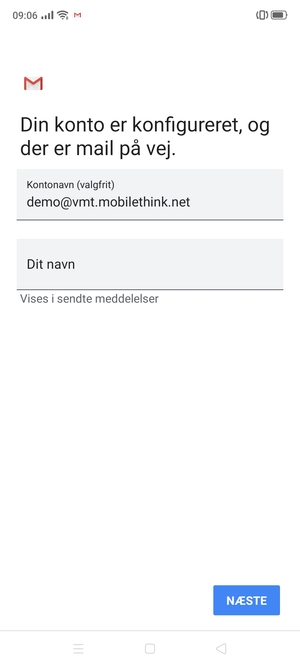 Giv din konto et navn og indtast dit navn. Vælg NÆSTE