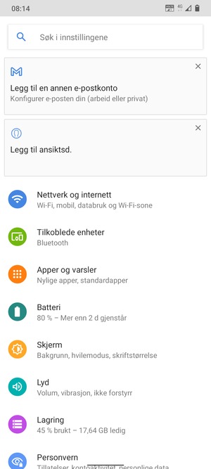 Velg Nettverk og internett