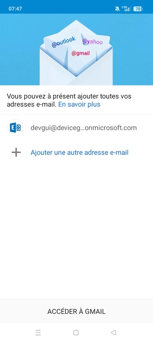 Sélectionnez ACCÉDER À GMAIL