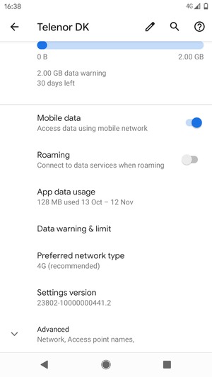To change network if network problems occur, select Advanced