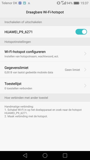 Uw telefoon is nu geïnstalleerd voor gebruik als modem