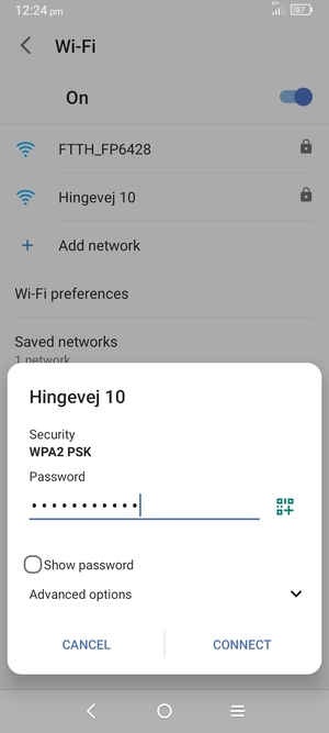 Enter the Wi-Fi password and select CONNECT