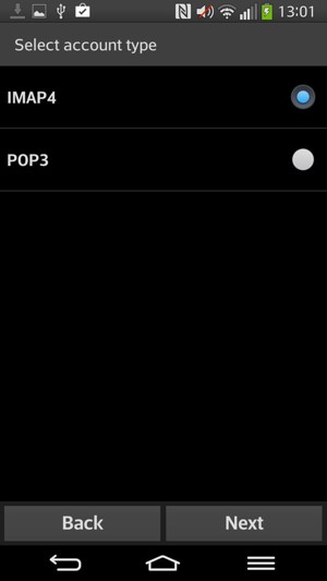Select IMAP4 or POP3 and select Next