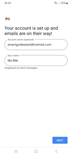Give your account a name and enter your name. Select NEXT