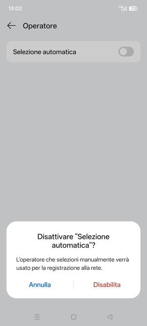 Seleziona Disabilita