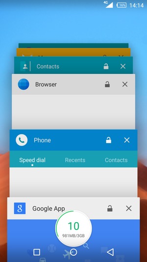 Select the X icon to close running apps