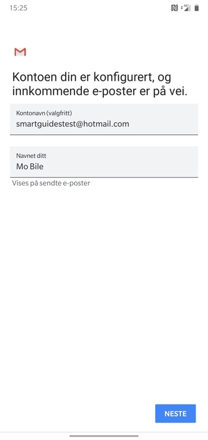 Gi kontoen din et navn, og skriv inn navnet ditt. Velg NESTE