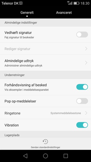 Vælg Avanceret
